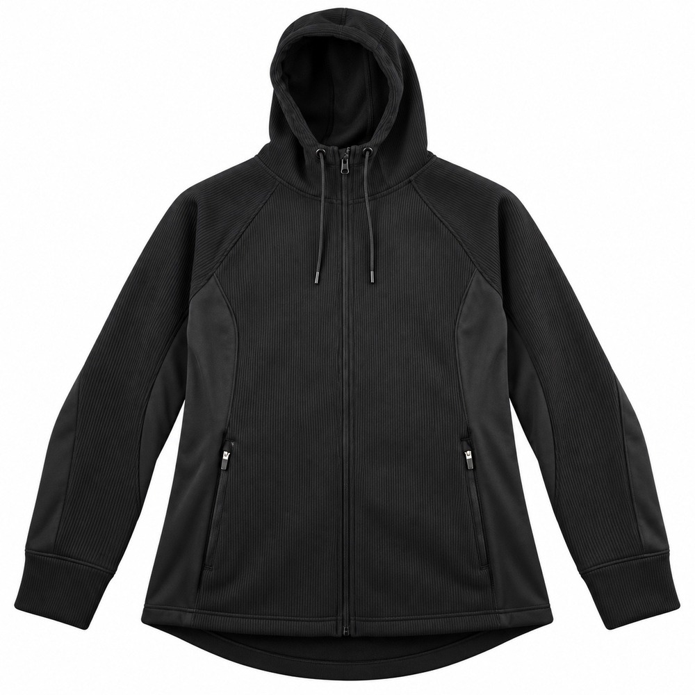 Swiss Tech Full Zip Hoodie Womens 2X Black Ribbed Fleece Lined Active Jacket
